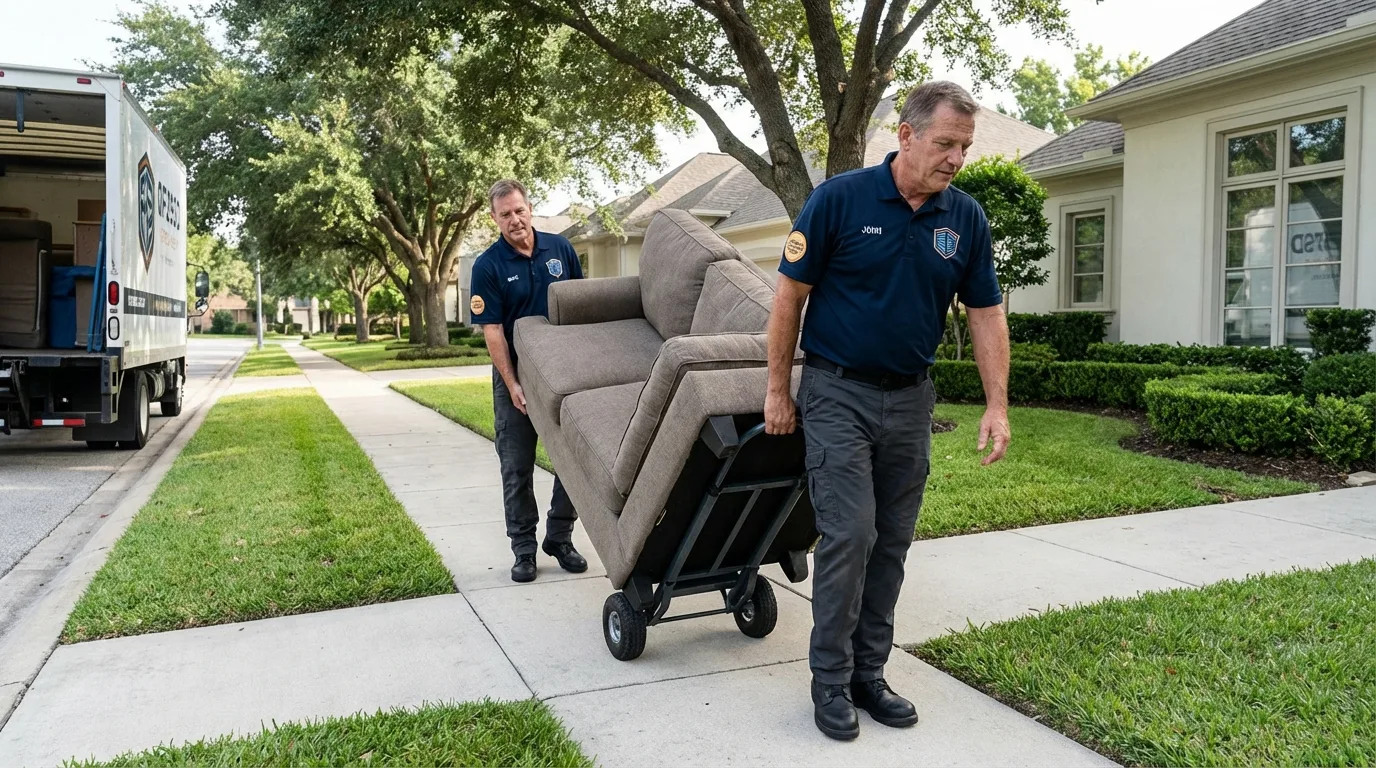 Local residential moving crew loading furniture in Oak Park, MI